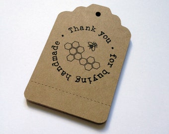 100 Perforated Price Tags Custom Personalized Design Logo -  Kraft Brown Cardstock  - Retail Tags Tear Off