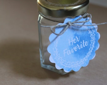 His & Her Favorite 2 inch Wedding Favor Tags - Set of 50 - Perfect for Candy, Coffee, Soda Bottles