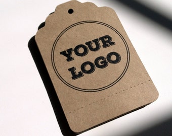 Perforated Tags Personalized with Your Logo or Custom Design -  50 Kraft Paper Brown Bag - Includes Printing - Wholesale Welcome