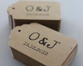 Wedding Favor Tags Rustic Boho Chic Modern Initials and Date - 100 Large Ornate Rectangle Kraft Labels Il_170x135