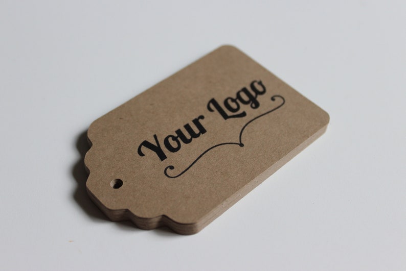 Tags Labels Customized with Your Logo Handmade Items Set of 50 Large Kraft Brown image 1