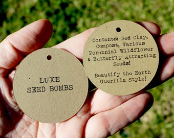 2 Inch Circle Tags Labels Set of 50 - Kraft Paper - Custom Design Printing