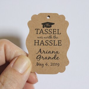 Graduation Party Favor Tags Customized with your Name and Year 50 Tags Kraft Brown Gift Tags Class of 2019 image 5