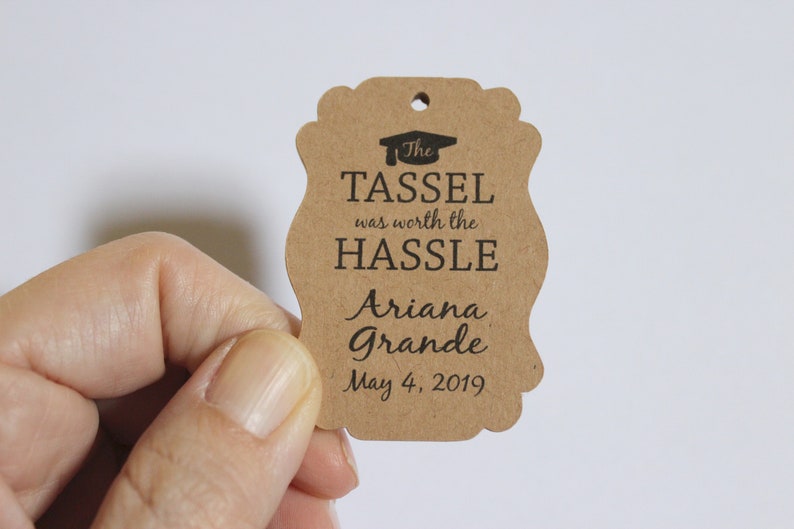 Graduation Party Favor Tags Customized with your Name and Year 50 Tags Kraft Brown Gift Tags Class of 2019 image 5