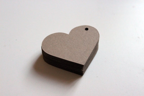 Heart Shaped Tags 2 inch 100 kraft brown for Wedding Favors, Price Tags, or Valentine's Day Gifts Il_570xn