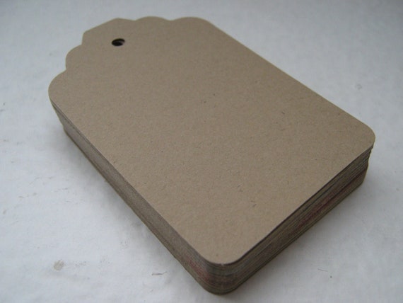 Blank Tags Kraft Brown Die Cut Labels for Gifts, Prices or Paper Crafts - Set of 100 Choose Your Shape Il_570xn