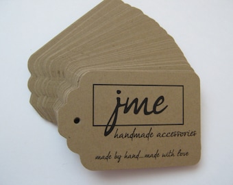 Custom Kraft Brown Die Cut Tag Labels for Gifts, Prices or Paper Crafts - Set of 100 - Large