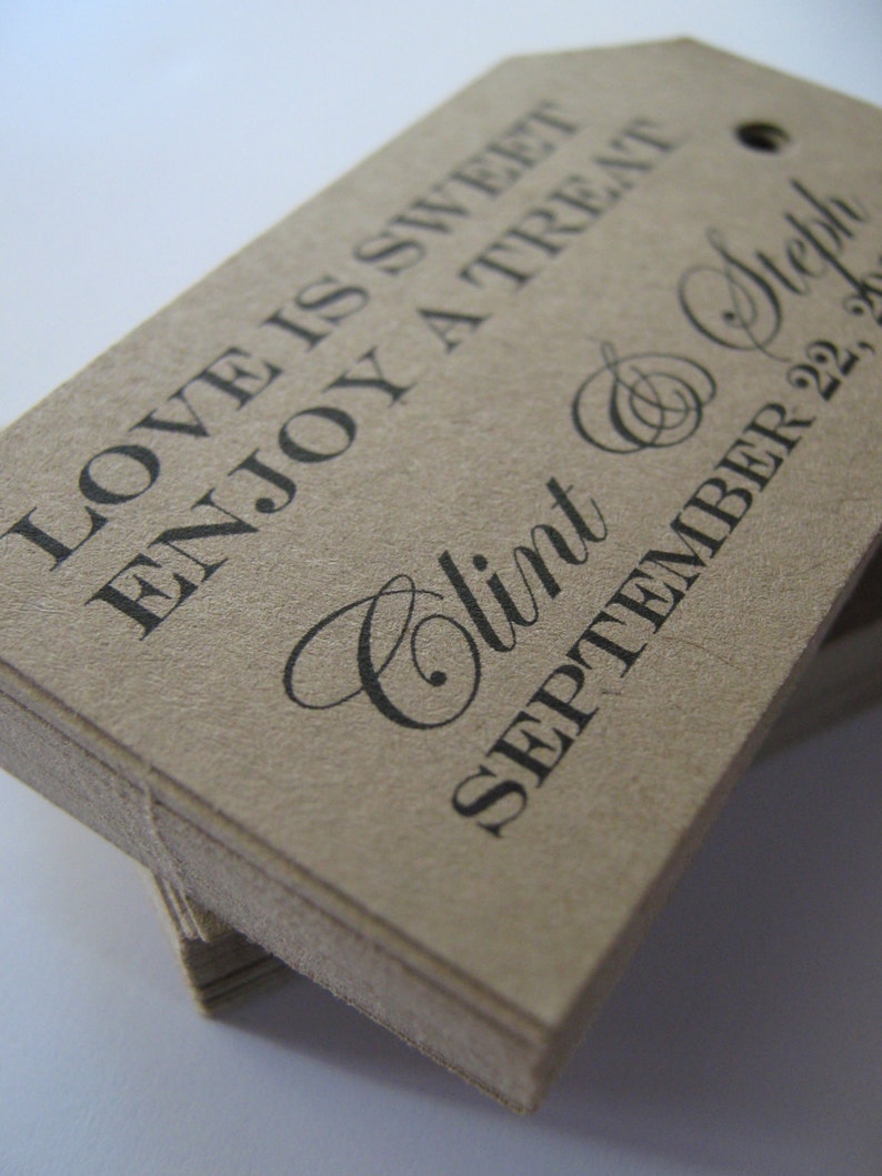 jars Wedding Favor Tags Custom Paper Kraft Brown Set of 100 for gifts boxes or bags