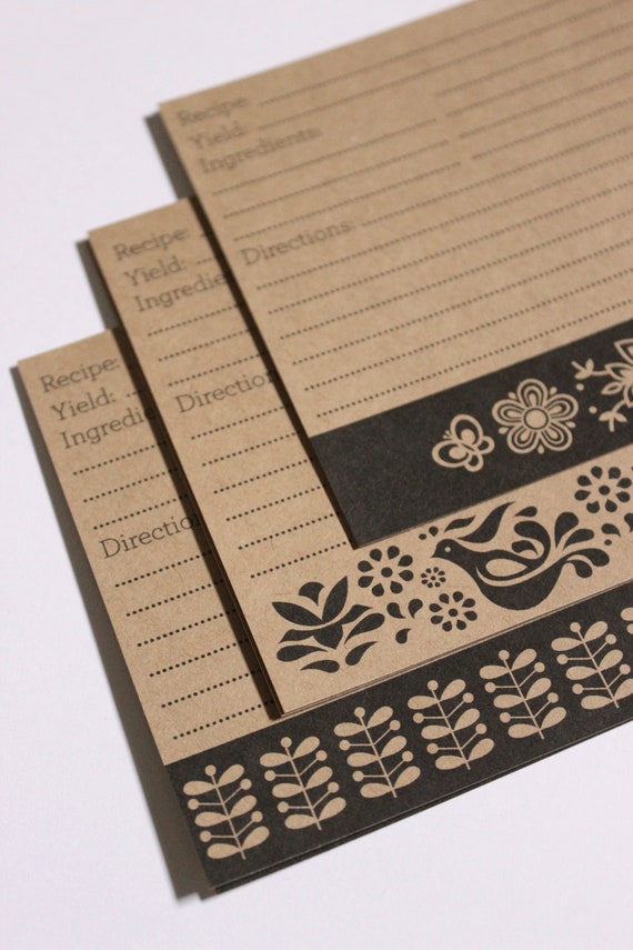 Vintage Recipe Cards Set of 25 4 x 6 or 3 x 5 Pyrex Butterfly Gold Friendship Pink Stems Snowflake Kraft Brown Rustic Farmhouse Minimalist Il_570xn