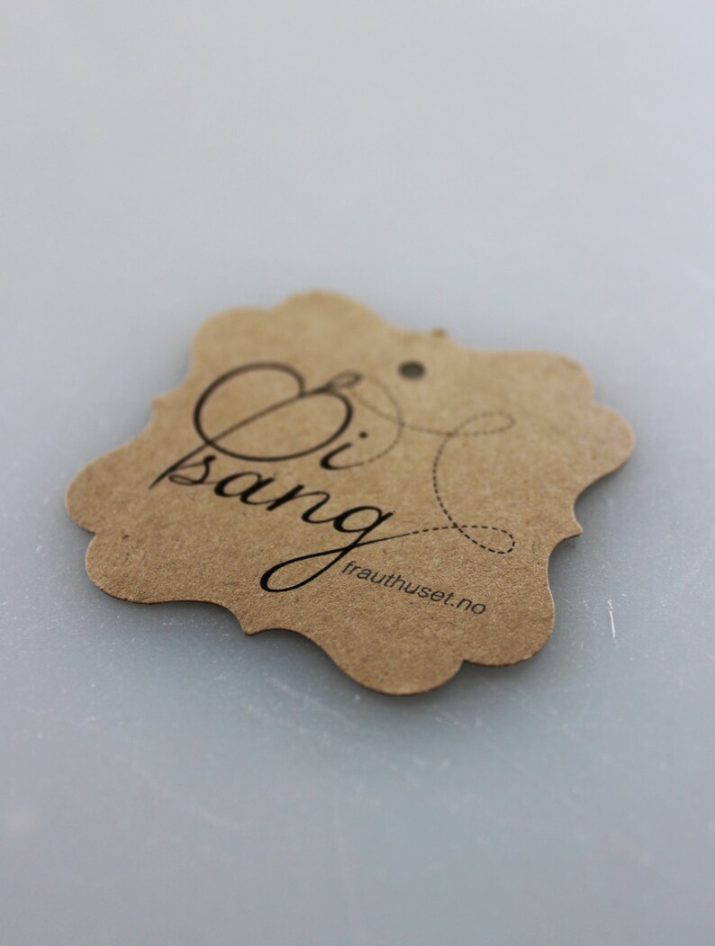 Merchandise Swing Tags Customized with Your Logo Handmade Items Set of 100 Square Kraft Brown image 1