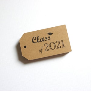 Graduation Party Favor Tags Customized with your Name and Year 50 Tags Kraft Brown Gift Tags Class of 2019 image 3
