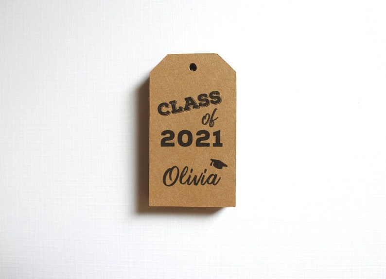 Graduation Party Favor Tags Customized with your Name and Year 50 Tags Kraft Brown Gift Tags Class of 2019 image 2