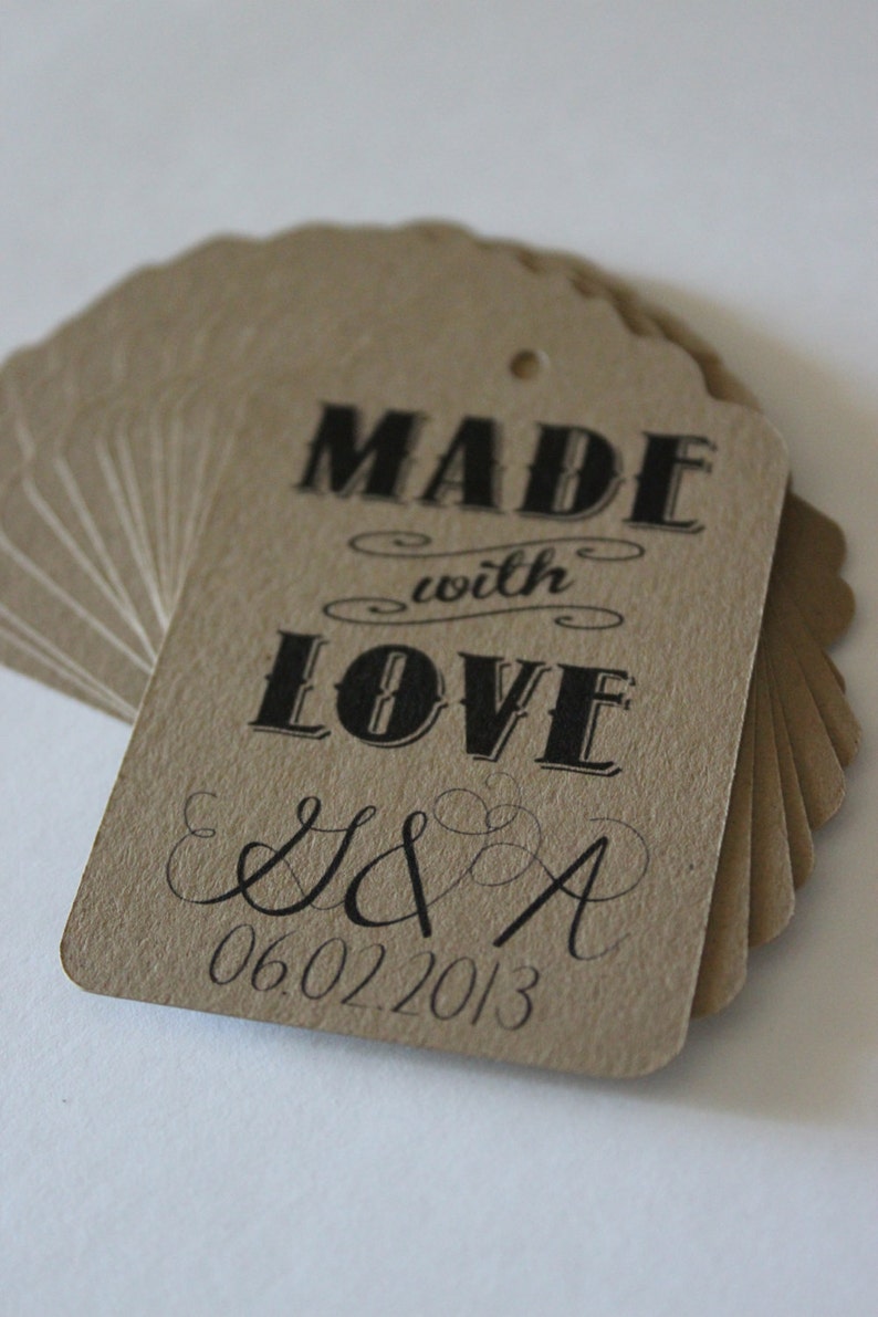 Tags Labels Customized with Your Logo Handmade Items Set of 50 Large Kraft Brown image 3