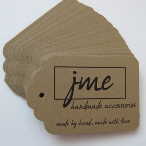 Merchandise Swing Tags Customized with Your Logo Handmade Items Set of 100 Square Kraft Brown image 3