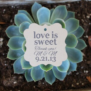 Wedding Favor Tags or Price Tags Customized with Your Name or Logo Set of 50 Large Kraft Brown Love is Sweet image 3