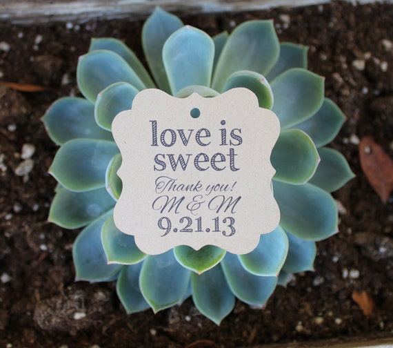 Wedding Favor Tags Love is Sweet 2 inch Square Kraft Brown Paper Tags - Set of 125 Rustic Boho Modern Il_570xn