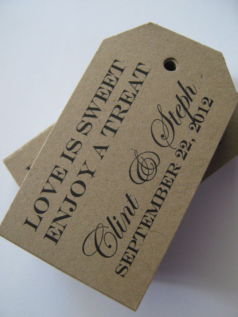 jars Wedding Favor Tags Custom Paper Kraft Brown Set of 100 for gifts boxes or bags