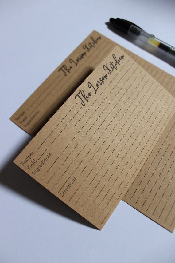 Personalized Recipe Cards Vintage Folded Style Rustic Kraft Brown - Host Housewarming Gift - Set of 25 Il_570xn