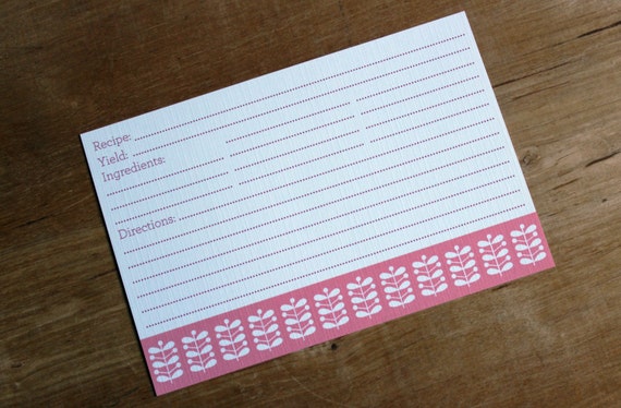 Kitchen Bridal Shower Favor Recipe Cards in Pyrex Pink Stems Pattern - Hostess Gift for the vintage modern kitchen - Set of 25 4 x 6 Inch Il_570xn
