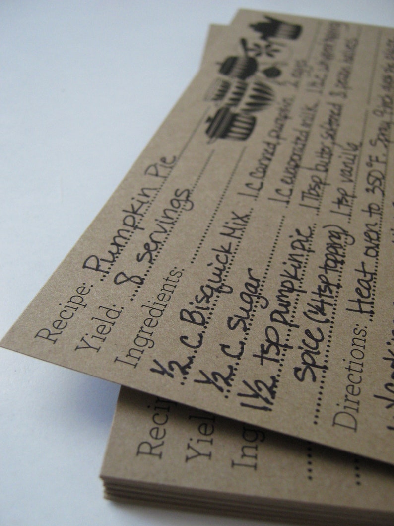 Hostess Gourmet Gift Cathrine Holm Kraft Brown Recipe Cards 3x5 for the vintage modern kitchen Set of 25