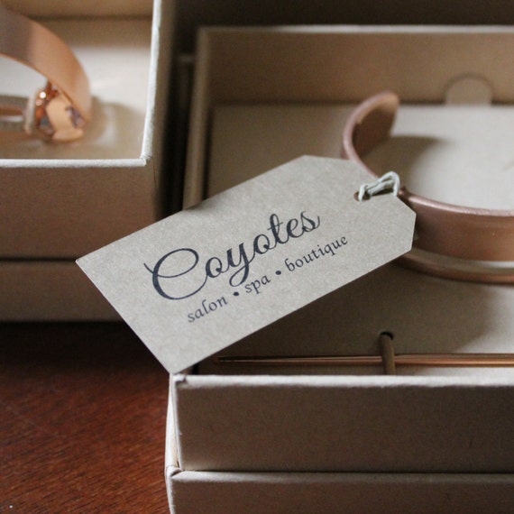 Jewelry Tags Rectangle Shipping Shape 2 inch tags - Perfect for Necklaces and Bracelets - 50 Tags Kraft Brown Paper - Custom Printing Il_570xn