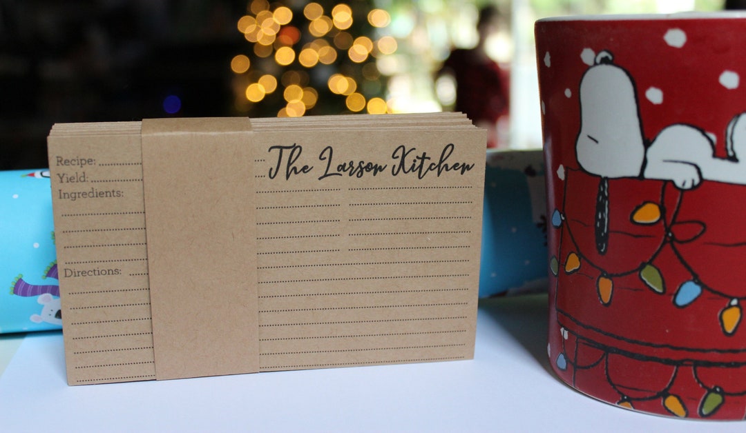 Personalized Recipe Cards Vintage Folded Style Rustic Kraft Brown Host ...