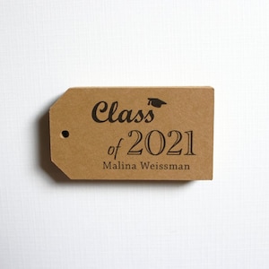 Graduation Party Favor Tags Customized with your Name and Year 50 Tags Kraft Brown Gift Tags Class of 2019 image 1