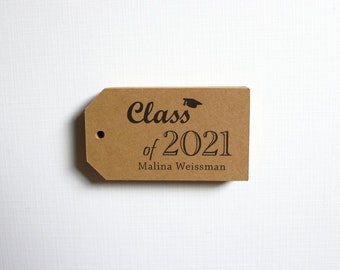 Graduation Party Favor Tags Customized with your Name and Year -  50 Tags - Kraft Brown Gift Tags - Class of 2019