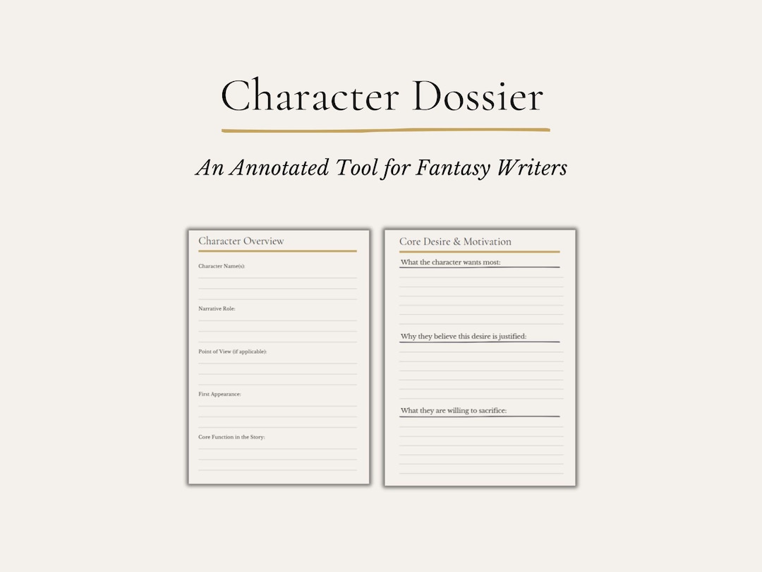Character Dossier for Fantasy Writers | Annotated Development PDF ...