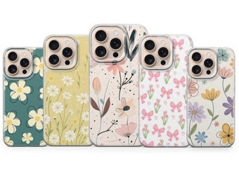 Flower Phone Case Plant Cover for iPhone 17 Pro Max, 16e, 15, 14, 13 & Samsung S25 Ultra, S24 FE, A56, A16, Pixel 10 XL, 9a, 8, 7