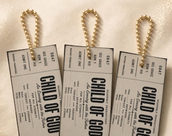 Mini Child of God Key Tags | Vintage Concert Ticket Charm Style