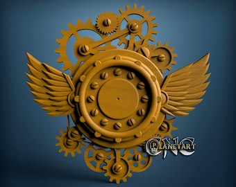 Steampunk Uhr 3D STL Modell, CNC-Fräserdatei (Digitaler Download)