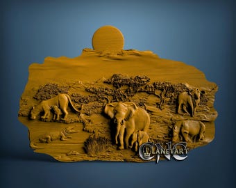 Modello 3D STL di animali della giungla, per fresatrice CNC e incisore (download digitale)