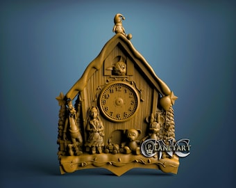Weihnachtsuhr, 3D-STL-Modell, CNC-Fräser, Gravur, Artcam, Aspire, CNC-Dateien, Holz, Kunst, Wanddekor, Cnc