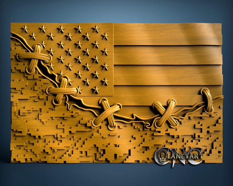 Usa Flag, 3D STL Model, CNC Router Engraver, Artcam, Aspire, CNC Files ...
