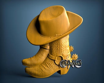 Model buta kowbojskiego 3D STL, grawerka CNC (pobranie cyfrowe)