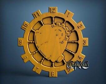 Clock, 3D STL Model, CNC Router Engraver, Artcam, Aspire, CNC files, Wood, Art, Wall Decor, Cnc