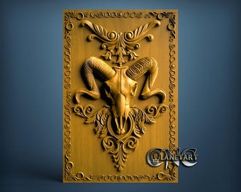 Stierenschedel, 3D STL-model, CNC-routergraveur, Artcam, Aspire, CNC-bestanden, hout, kunst, wanddecoratie, CNC
