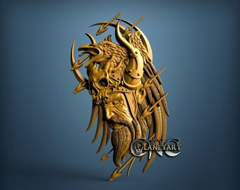 Viking Art 3D STL Model for CNC Router, Wall Decor (Digital Download)