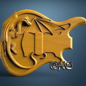 Dragon Gitarrfodral, 3D STL-modell, CNC, Router, 3D-utskrift, konstväggdekor (digital nedladdning)