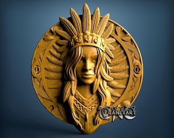 Dziewczyna z plemienia Indain, model 3D STL, grawerka CNC, Artcam, Aspire, pliki CNC, drewno, sztuka, dekoracja ścienna, CNC