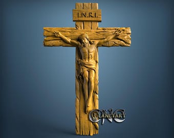 Jesus on Cross, 3D STL Model, CNC Router, Wood Carving (Digital Download)