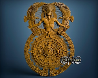 Maya aztekisk kalender 3D STL-modell, CNC-routmaskin (digital nedladdning)