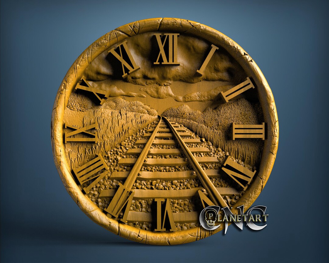 Train Route, Clock 3D STL Model, CNC Router Engraver File (digital ...