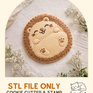 Hérisson chonky sur le dos – Emporte-pièce hérisson kawaii | Fichier STL impression 3D | Cookie cutter animal rond