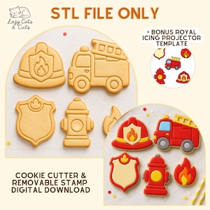 Set de cortadores STL cumpleaños bomberos – Little Firefighter Birthday 5 diseños