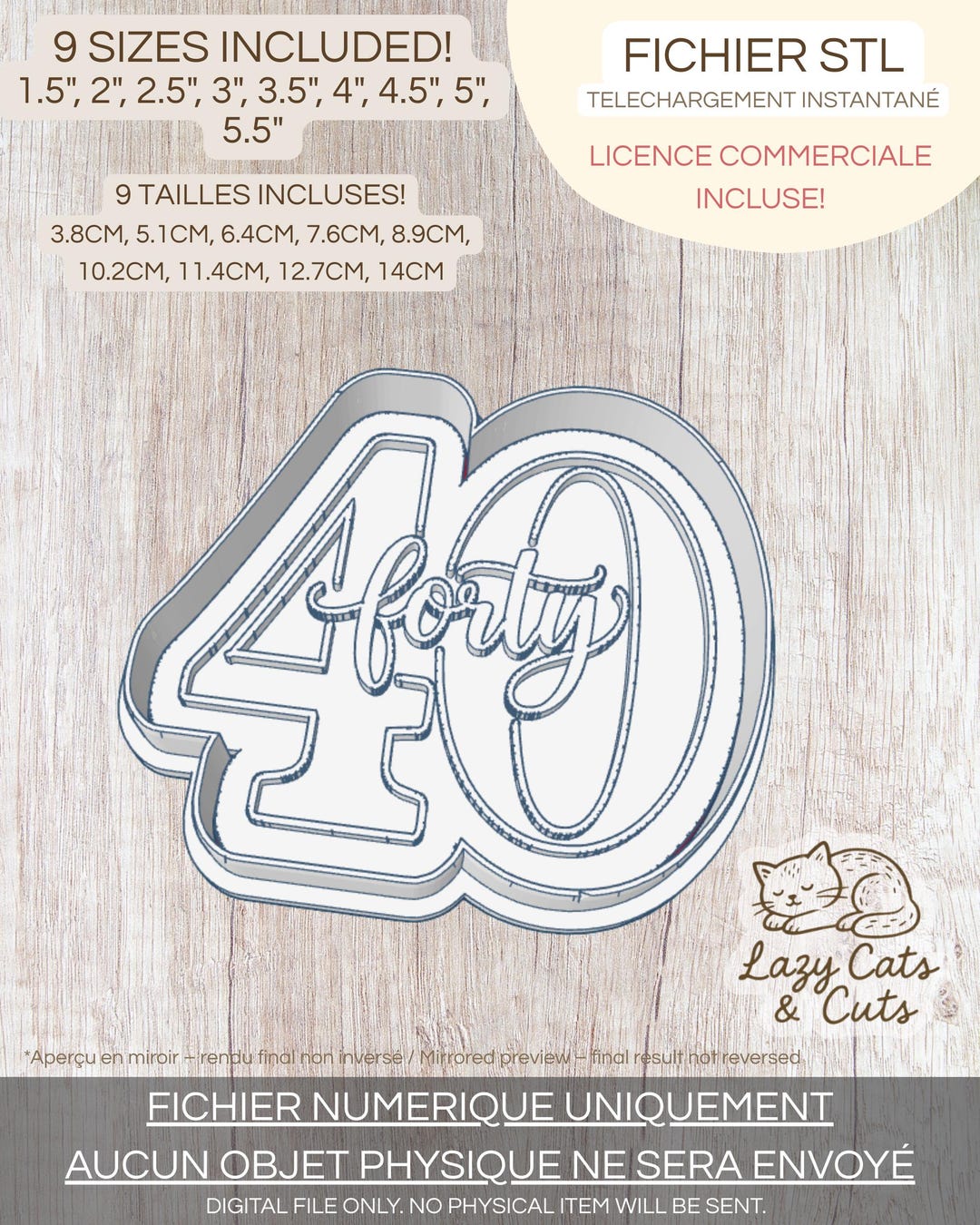 Number 40 Cookie Cutter STL | Forty Script Cookie | Birthday ...