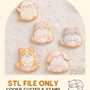 Chonky Pets – Kawaii Round Animal Cookie Cutters | 3D Printing STL Files | Cat, Corgi, Rabbit, Hamster, Bird