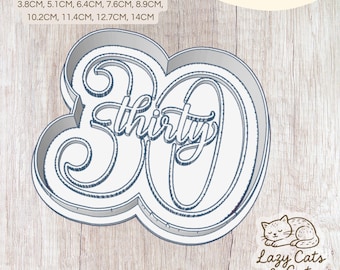 Tagliabiscotti numero 30 STL | Design con scritta "Trenta" | STL per biscotti di compleanno | File digitale