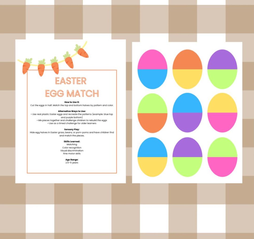 Toddler Easter Egg Match Activity - Etsy